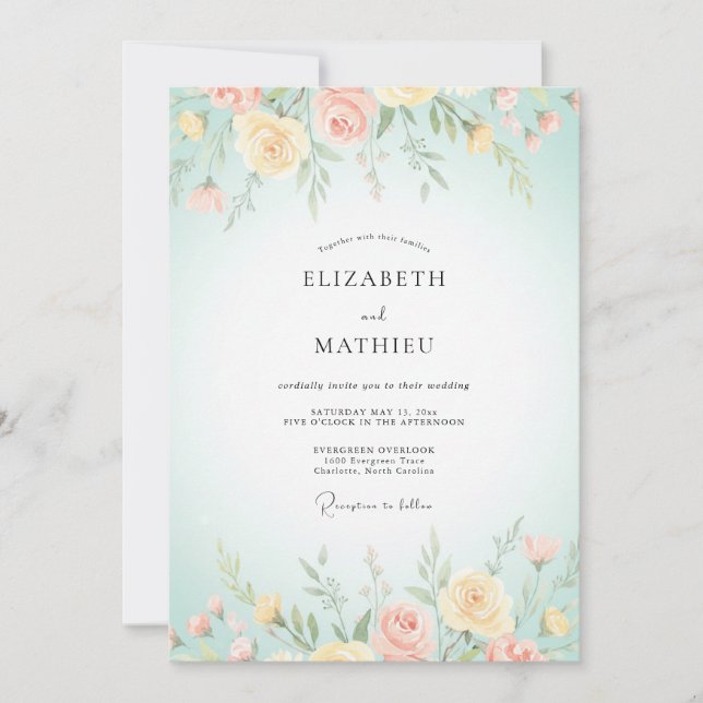 Champagne Butter Peony Wedding Invitation (Front)