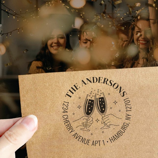 Champagne Celebration Invitation Return Address Self-inking Stamp (Creator Uploaded)