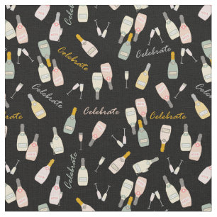 Champagne Celebrations on Black Fabric