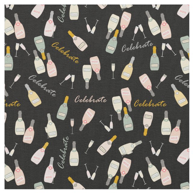 Champagne Celebrations on Black Fabric (Close Up)