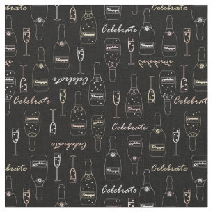 Champagne Celebrations on Black Fabric