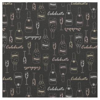 Champagne Celebrations on Black Fabric