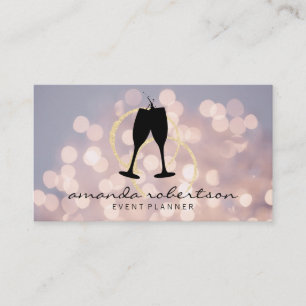 Champagne Cheers Boke Event Planner Business Card