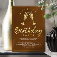Champagne Cheers Burnt Orange Rust & Gold Birthday