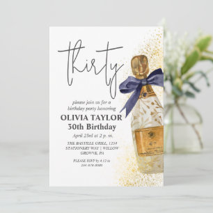 Champagne Chic Script Modern 30th Birthday Party Invitation
