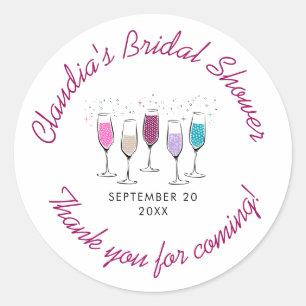 Champagne Chic Stylish Bridal Shower Classic Round Sticker