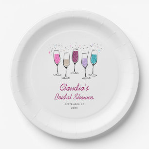 Champagne Chic Stylish Bridal Shower Paper Plate