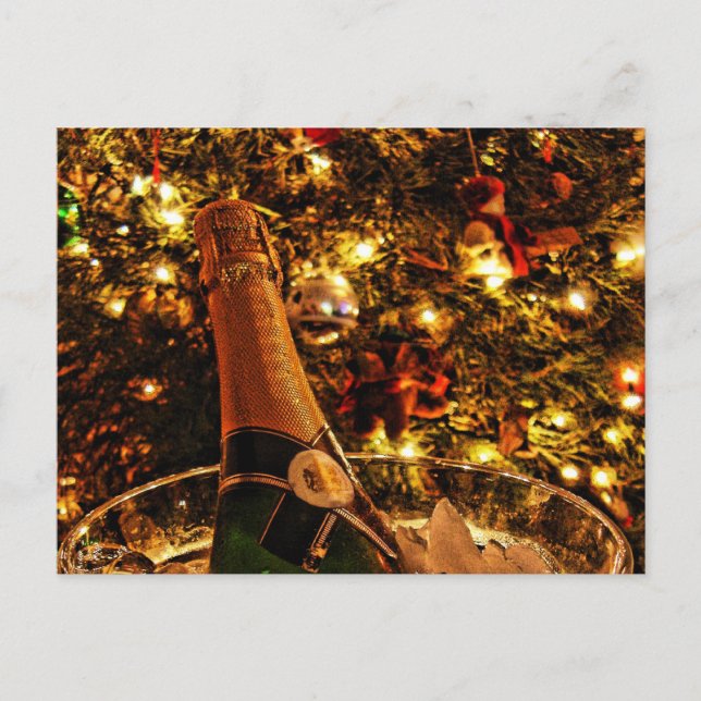 Champagne Christmas Lights Holiday Photo Postcard (Front)