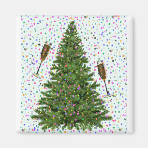 champagne christmas tree magnet
