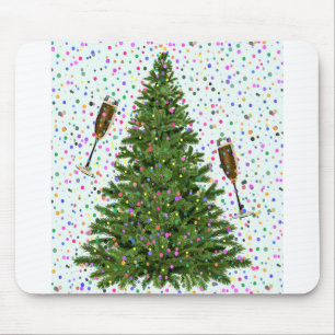 champagne christmas tree mouse pad