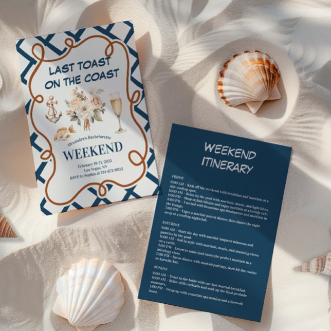 Champagne Coast Nautical Rose Bachelorette Invitation (Creator Uploaded)