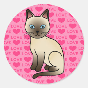 Champagne Coat Tonkinese Breed Cat Illustration Classic Round Sticker