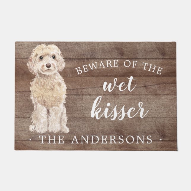 Champagne Cockapoo Dog Personalised Door Mat (Front)
