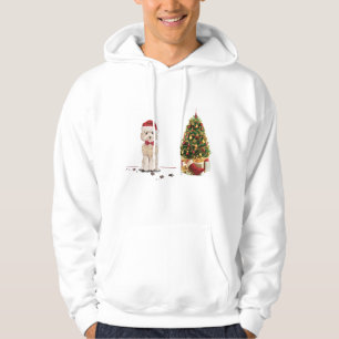 Champagne Cockapoo Funny Christmas Dog with Tree Hoodie