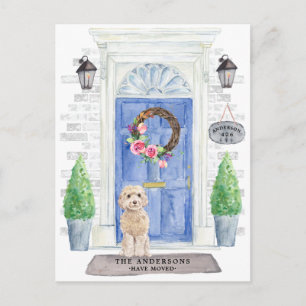 champagne cockapoo Moving Announcement Postcard