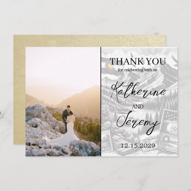 Champagne Colorado Passport Thank You Card (Front/Back)