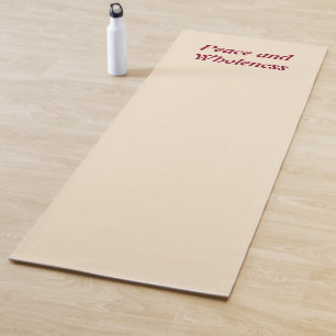 Champagne colour, burgundy text, eco, non-toxic yoga mat
