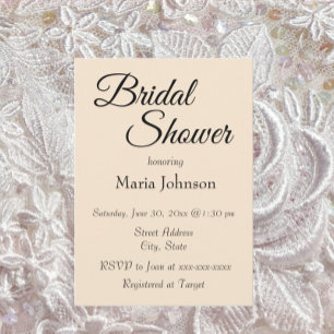 Champagne Colour Simple Style Bridal Shower Invitation