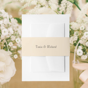 Champagne Colour Simple Stylised Name Wedding Invitation Belly Band