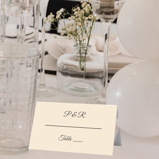 Champagne Colour Simple Stylised Script Wedding Place Card (In Situ Wedding)