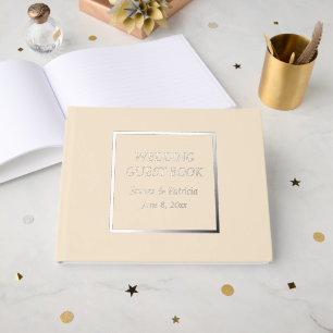 Champagne Colour Simple Stylised Wedding Guest Book