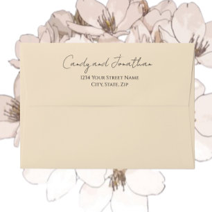 Champagne Colour Stylised Script Wedding Envelope