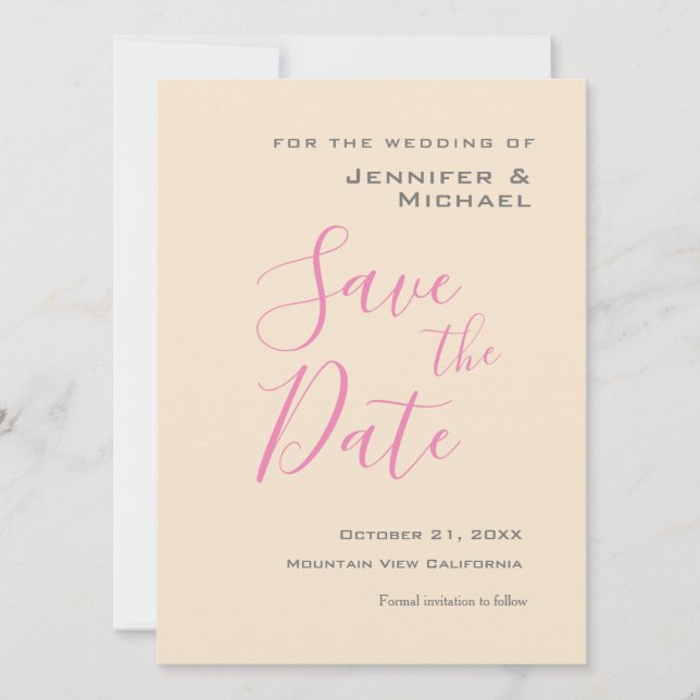 Champagne Colour Wedding Professional Minimalist Save The Date (Front)