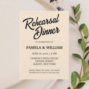 Champagne Colour Wedding Rehearsal Dinner Invitation