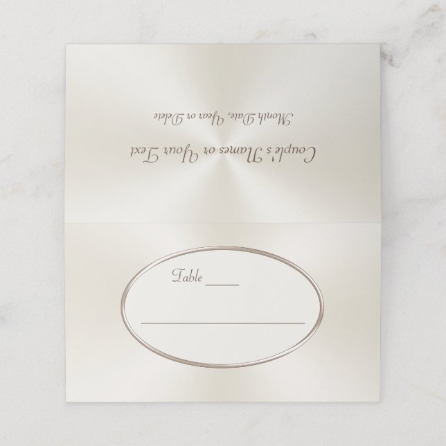 Champagne Coloured Personalised Wedding Place Card (Outside Unfolded)