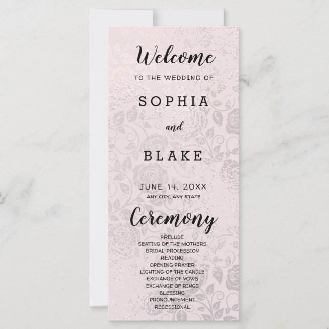 Champagne Coloured Roses Wedding Program (Front)