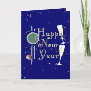 Champagne & Confetti Happy New Year Holiday Card