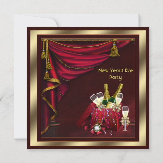 Champagne Confetti New Years Eve Party Invitation (Front)