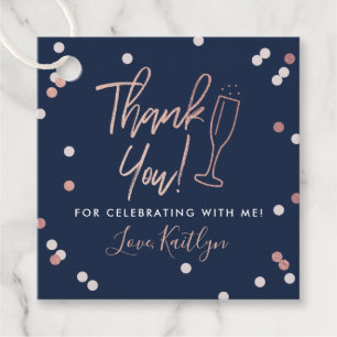 Champagne Confetti Wedding Thank You Favour Tags