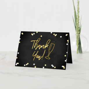 Champagne Confetti Wedding Thank You Real Foil Greeting Card