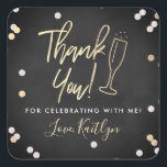 Champagne Confetti Wedding Thank You Square Sticker<br><div class="desc">Celebrate in style with these modern and very trendy wedding,  bridal shower or birthday thank you stickers. This design is easy to personalise with your special event wording and your guests will be thrilled when they receive these fabulous stickers.</div>