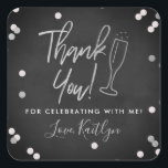 Champagne Confetti Wedding Thank You Square Sticker<br><div class="desc">Celebrate in style with these modern and very trendy wedding,  bridal shower or birthday thank you stickers. This design is easy to personalise with your special event wording and your guests will be thrilled when they receive these fabulous stickers.</div>