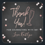 Champagne Confetti Wedding Thank You Square Sticker<br><div class="desc">Celebrate in style with these modern and very trendy wedding,  bridal shower or birthday thank you stickers. This design is easy to personalise with your special event wording and your guests will be thrilled when they receive these fabulous stickers.</div>