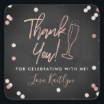 Champagne Confetti Wedding Thank You Square Sticker<br><div class="desc">Celebrate in style with these modern and very trendy wedding,  bridal shower or birthday thank you stickers. This design is easy to personalise with your special event wording and your guests will be thrilled when they receive these fabulous stickers.</div>