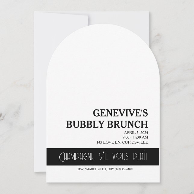 Champagne Coquette Invitation (Front)