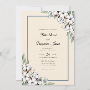 Champagne Cotton Rustic Eucalyptus Wedding Invitation