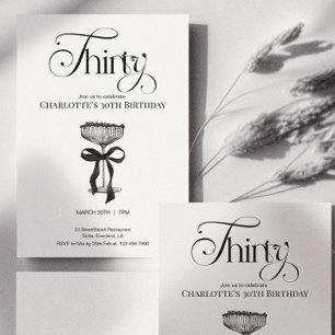 Champagne coupe Black Bow Birthday Party Invite