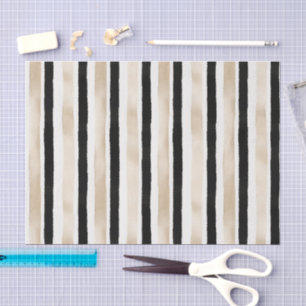 Champagne Cream Black White Stripes Wedding Tissue Paper