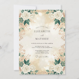 Champagne Cream Foliage Eucalyptus Wedding Invitation