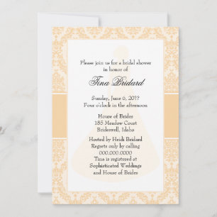 Champagne Damask Bridal Shower Invitation
