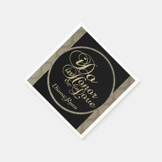 Champagne Damask Party Napkins (Corner)