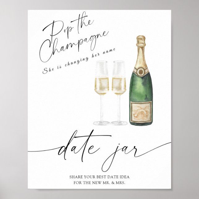 Champagne - date night ideas. Date jar bridal Poster (Front)