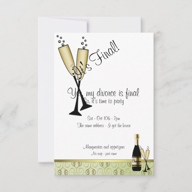 Champagne Divorce Party Invitation (Front)