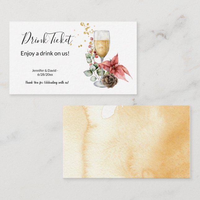 Champagne Drink Ticket Enclosure Card (Front/Back)