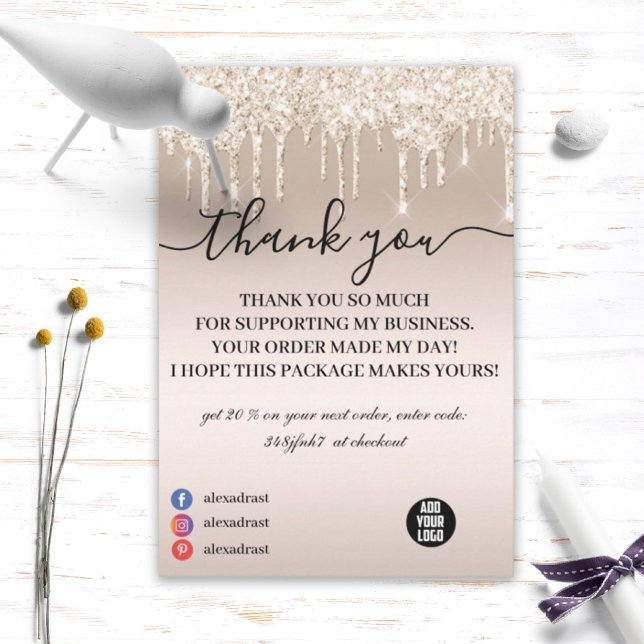 Champagne Dripping Glitter Business Thank You Card (Creator Uploaded)