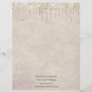 Champagne Dripping Glitter Trendy Glam Stylish Custom Letterhead